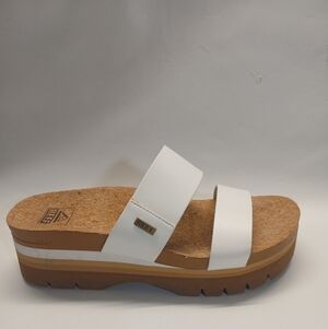 Reef White Dual-Strap Platform Slide